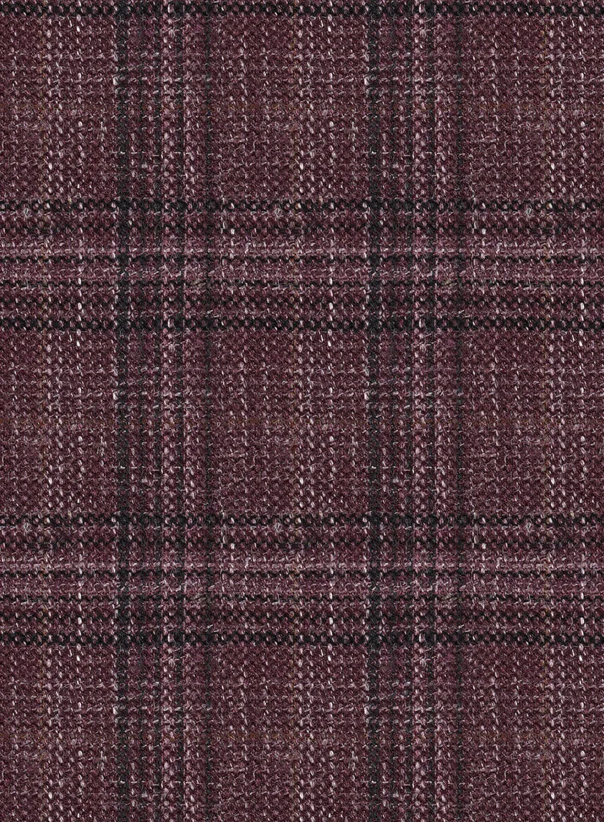 Noble Purple Check Wool Silk Linen Jacket