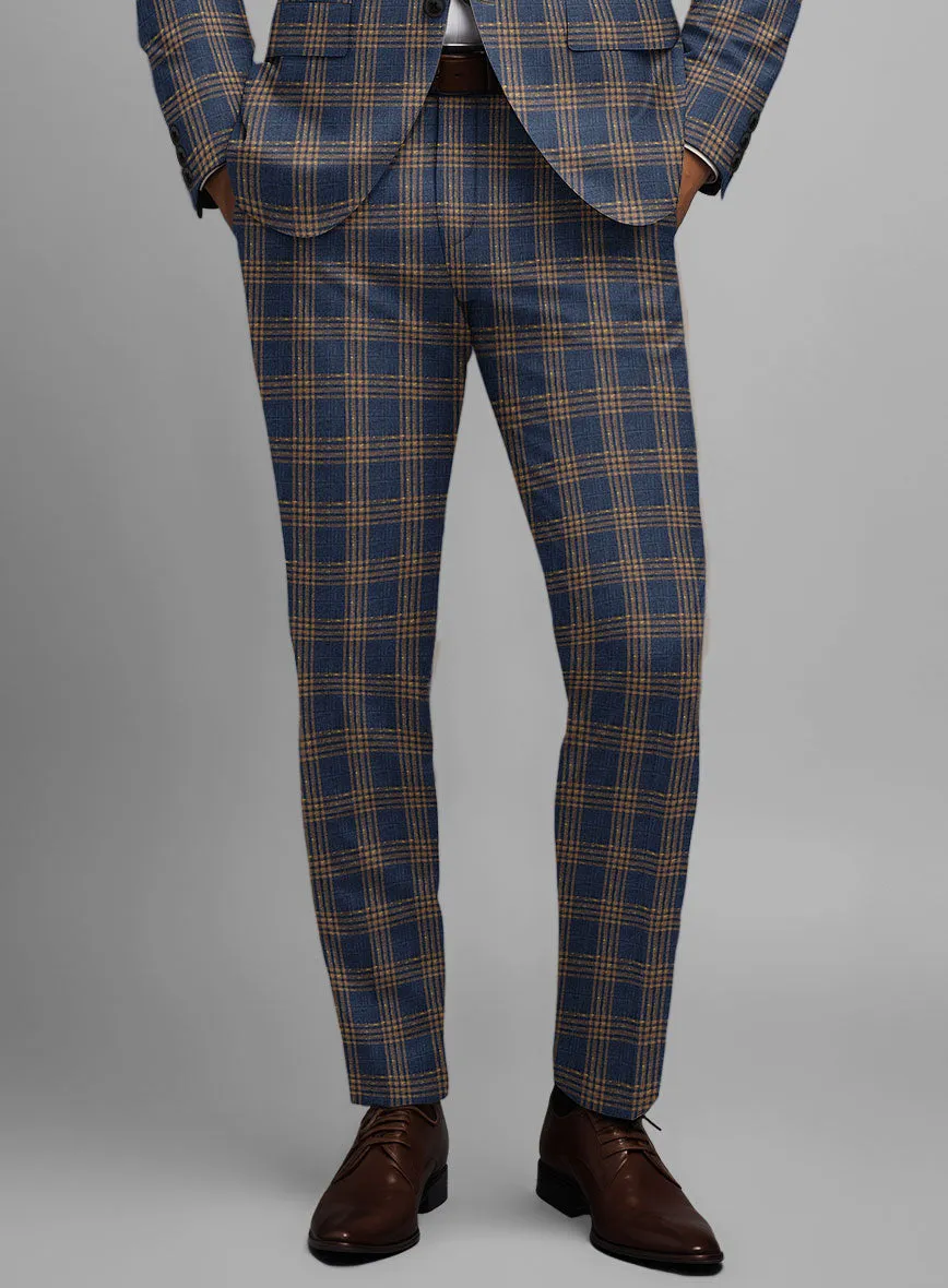 Noble Santiago Blue Wool Silk Linen Pants