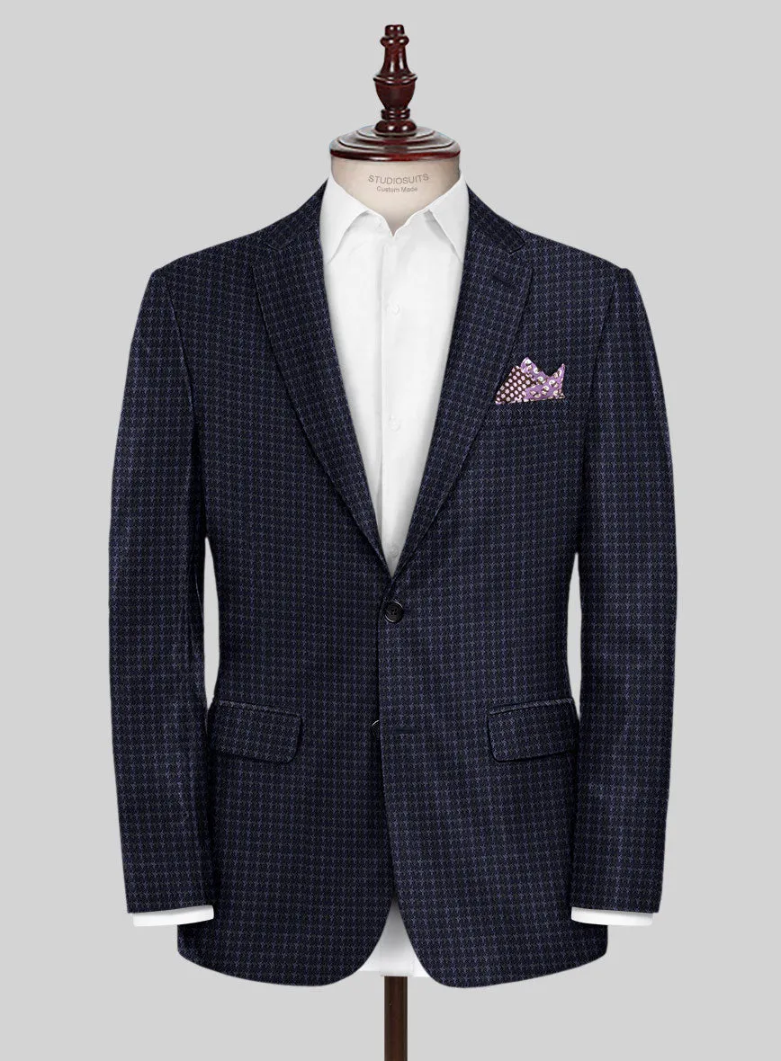 Noble Silk Deep Blue Houndstooth Jacket