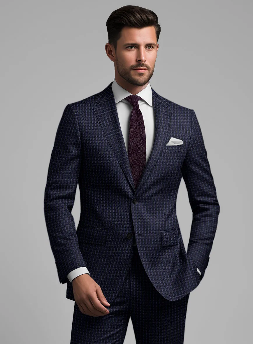 Noble Silk Deep Blue Houndstooth Jacket