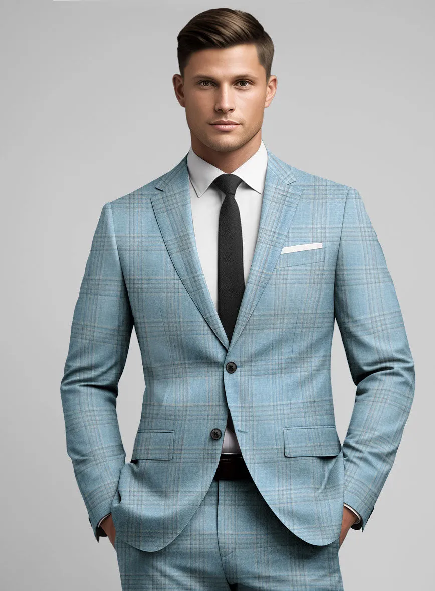 Noble Sky Blue Wool Silk Linen Jacket