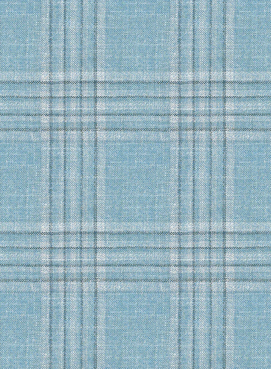 Noble Sky Blue Wool Silk Linen Jacket