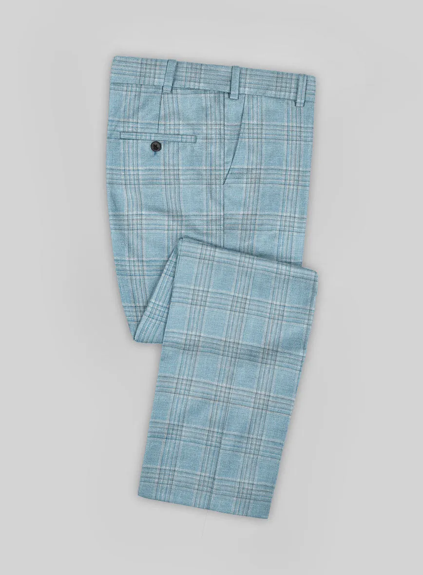 Noble Sky Blue Wool Silk Linen Suit