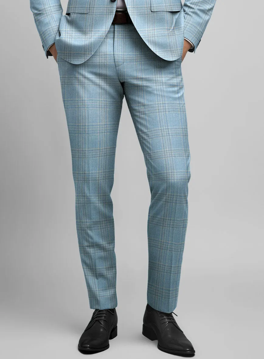Noble Sky Blue Wool Silk Linen Suit