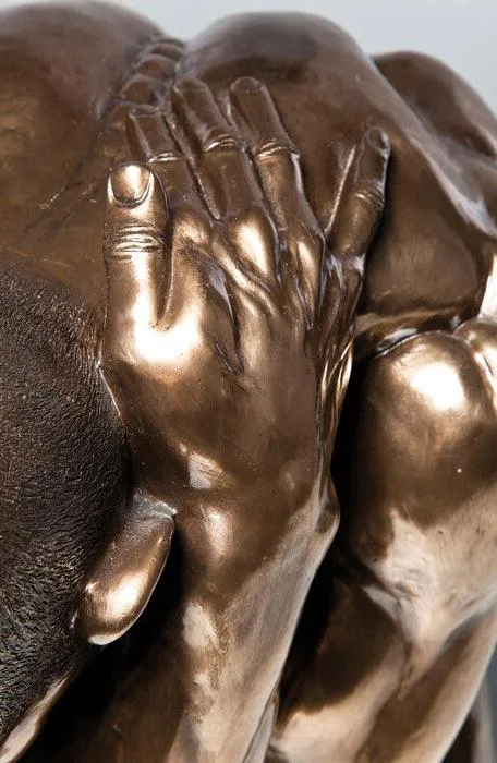 Nude Man Hug Bronze Deco Figurine