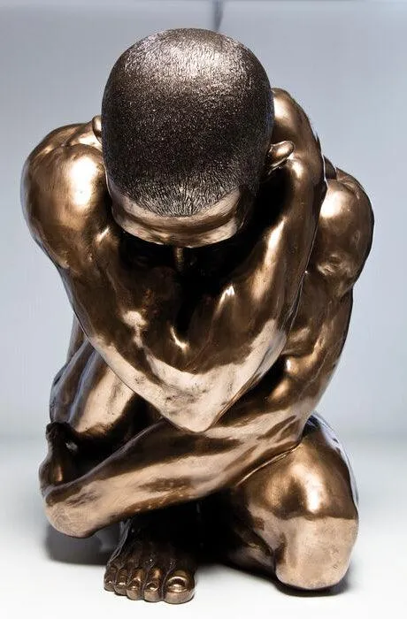 Nude Man Hug Bronze Deco Figurine