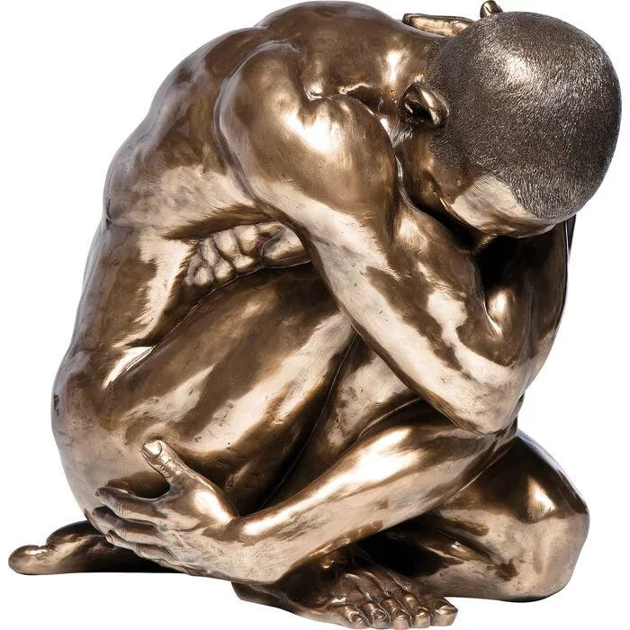 Nude Man Hug Bronze Deco Figurine