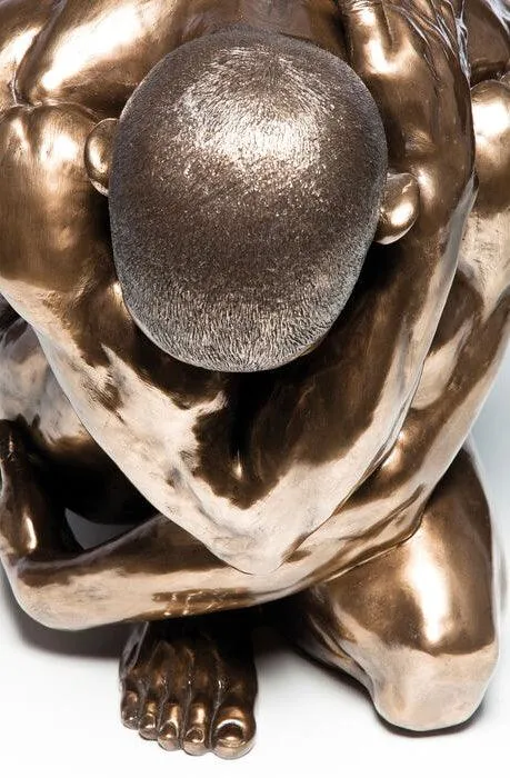 Nude Man Hug Bronze Deco Figurine