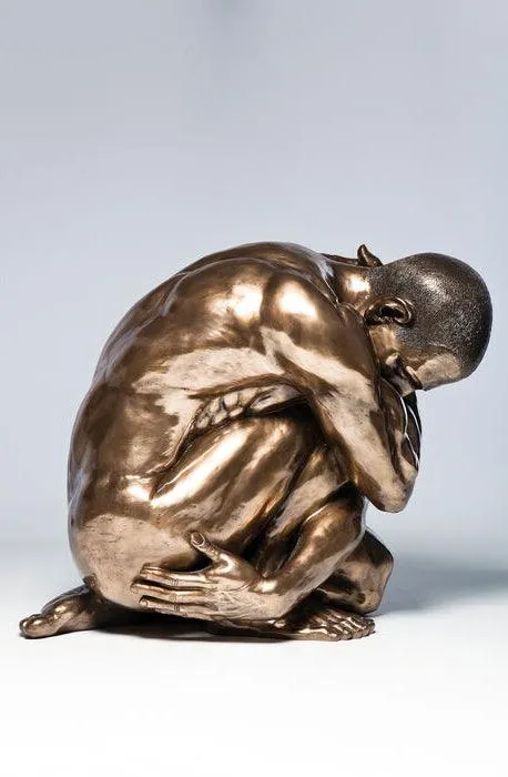 Nude Man Hug Bronze Deco Figurine