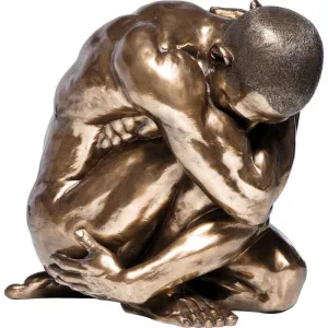 Nude Man Hug Bronze Deco Figurine