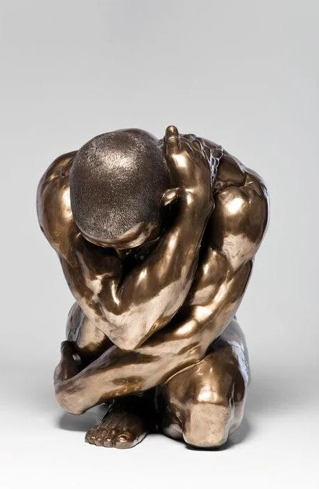 Nude Man Hug Bronze Deco Figurine