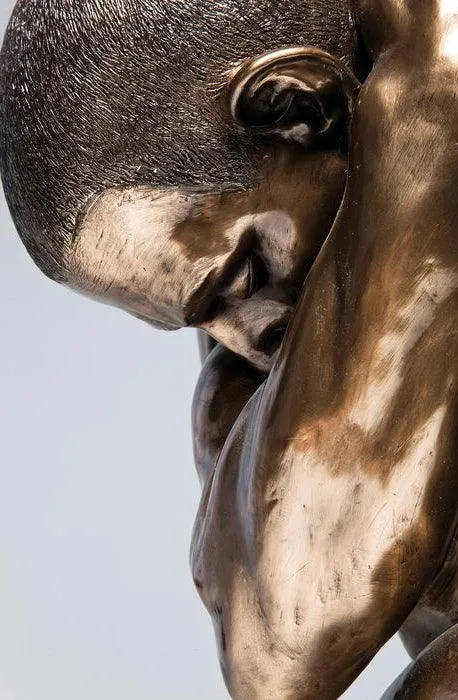 Nude Man Hug Bronze Deco Figurine