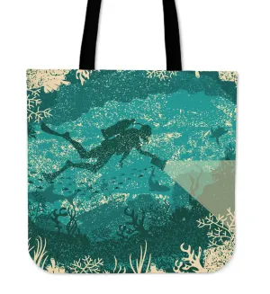 Ocean Heart Linen Tote Bag