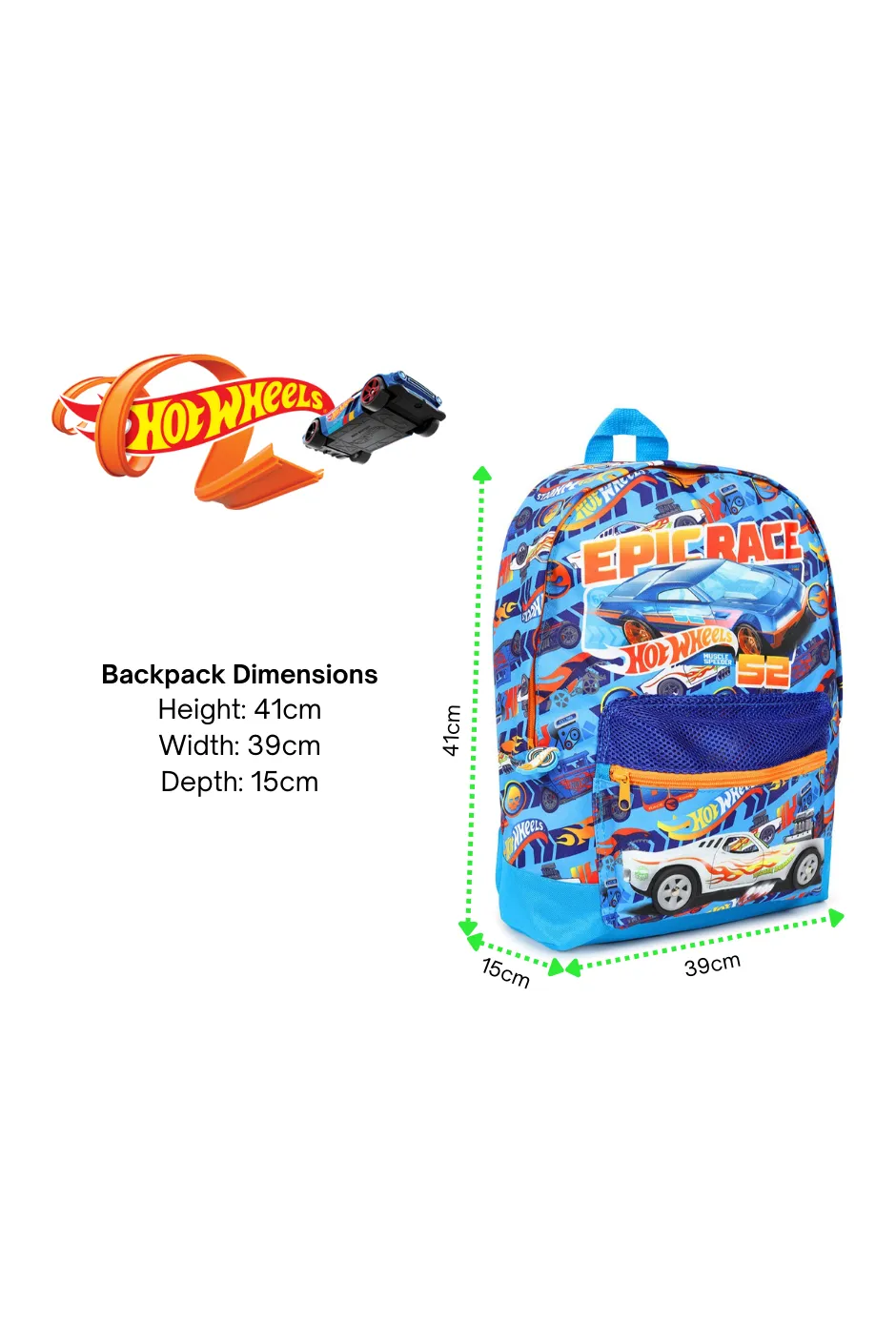Official Hot Wheels Epic Race, Children's Backpack, Kids Backpack, Schoolbag, Rucksack
