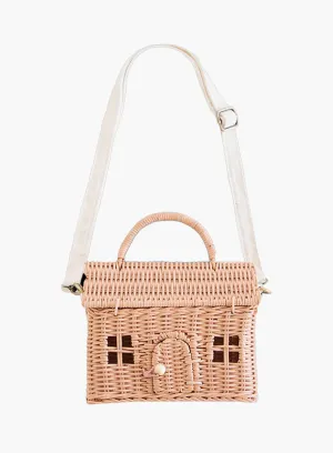 Olli Ella Rattan Casa Bag in Rose