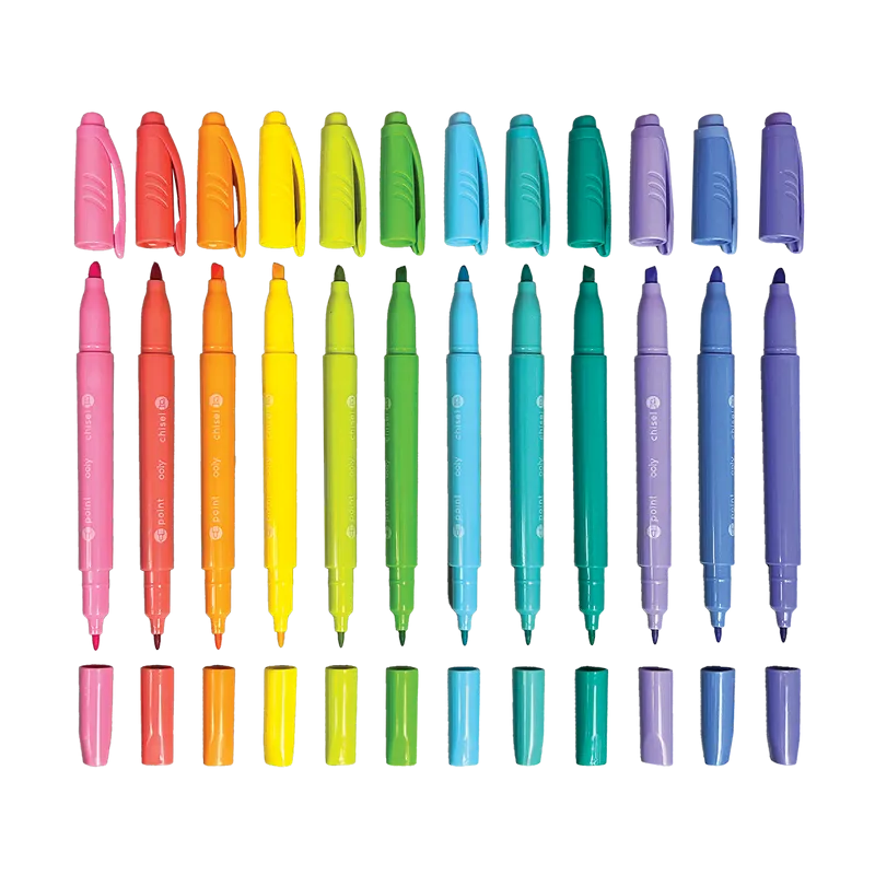 Ooly - 12 Marqueurs Pastel à Double Pointe - Pastel Hues||Ooly - 12 Dual Tip Markers - Pastel Hues