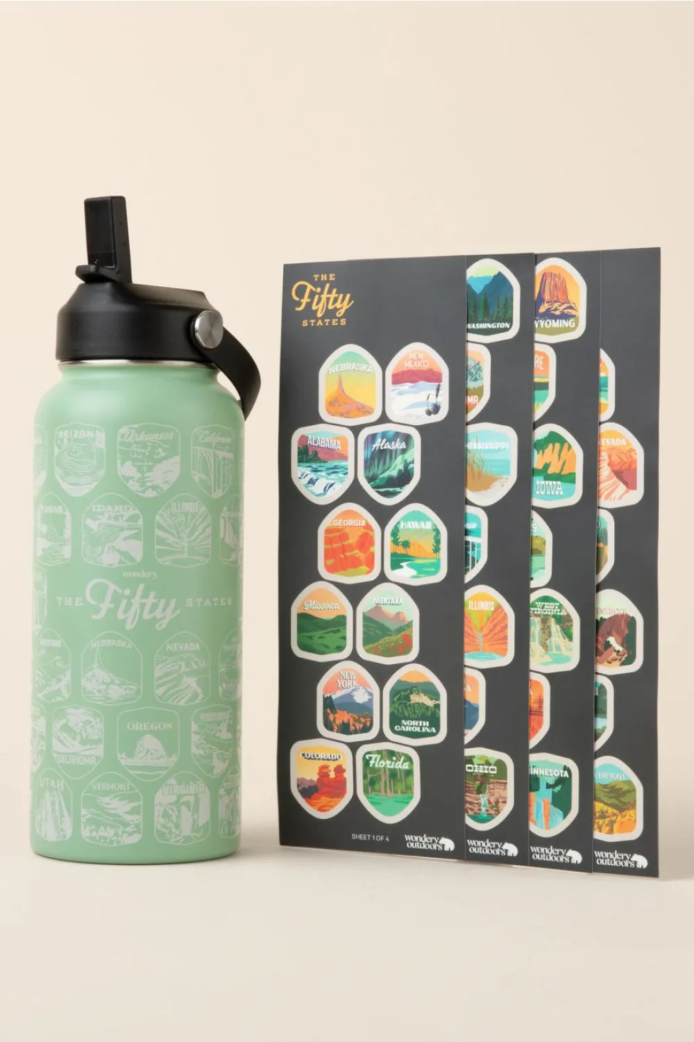 (Oops) Fifty States Bucket List Water Bottle