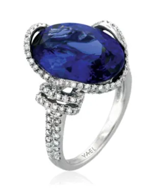 Oval Tanzanite and Diamond Ring by Yael