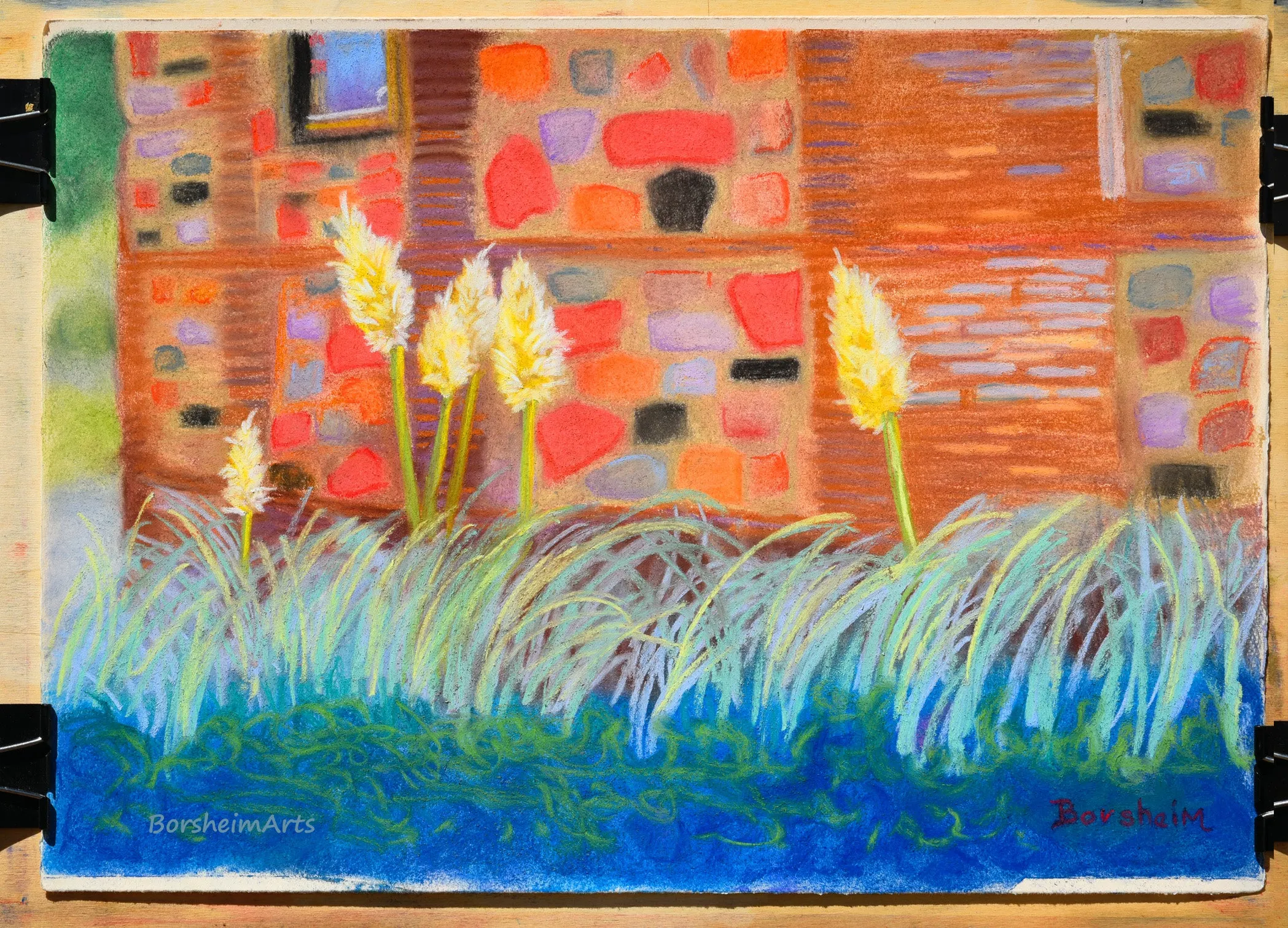 Pampas Grass, Tuscany Italy pastel painting