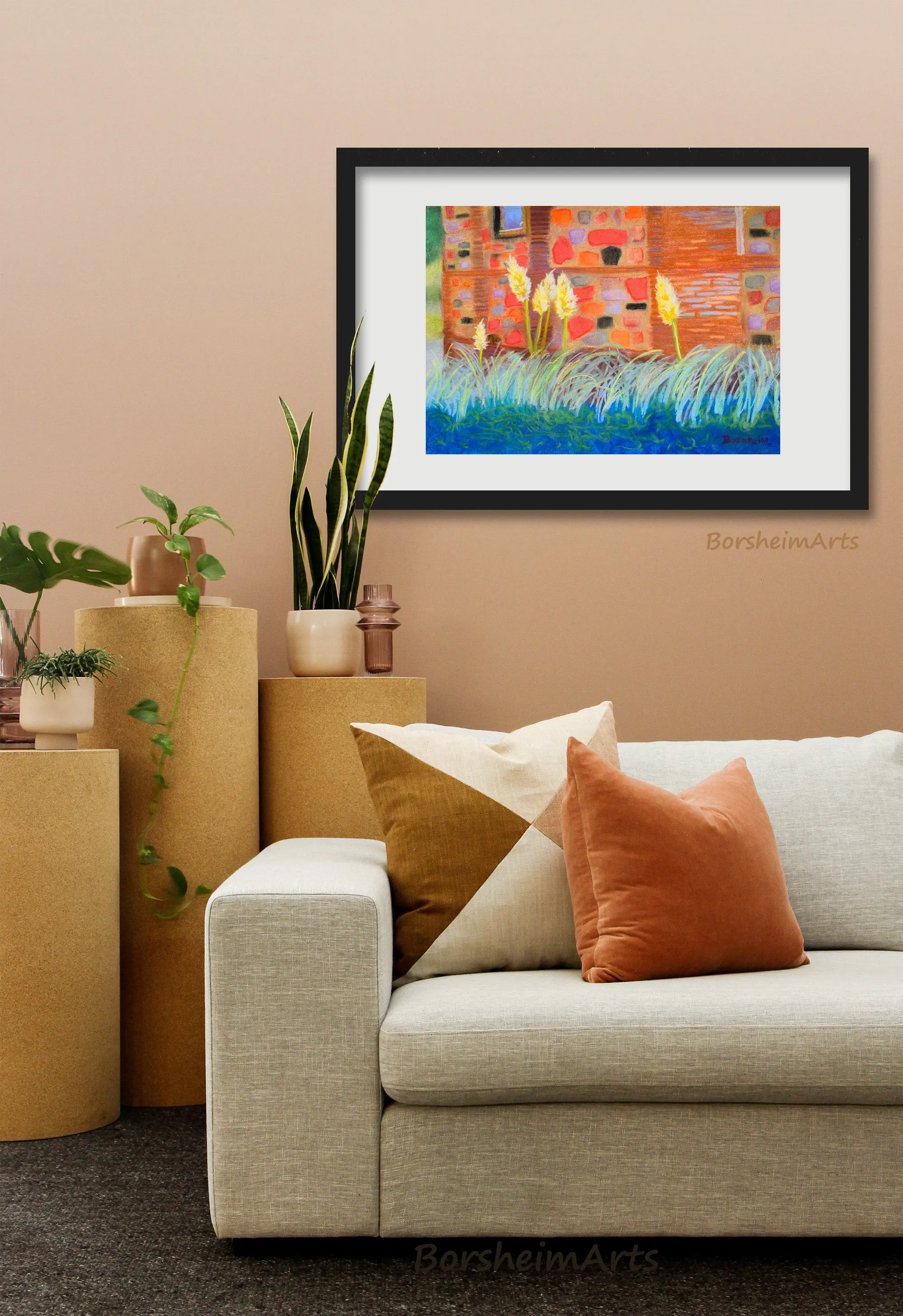Pampas Grass, Tuscany Italy pastel painting