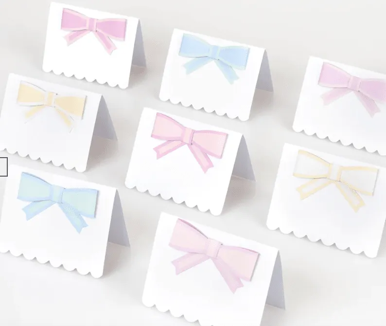 Pastel Bows Place Cards (Pack 8)