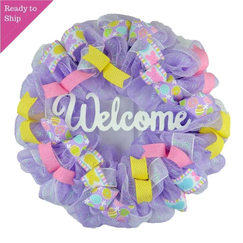 Pastel Easter Wreaths for Decoration - Welcome Front Door Decor