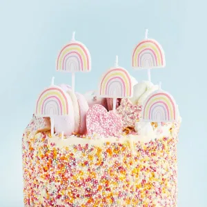 Pastel Rainbow Birthday Candles x 5