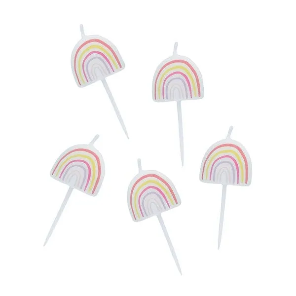 Pastel Rainbow Birthday Candles x 5
