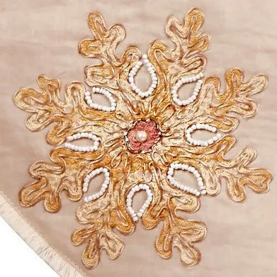 Pastel Snowflakes Christmas Tree Skirt in Natural Linen - 60"