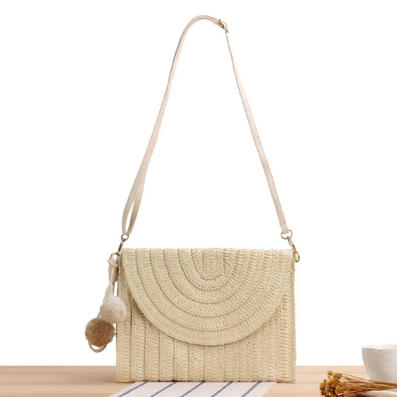 Paziye Boho Straw Rattan Square Clutch Wallet Crossbody