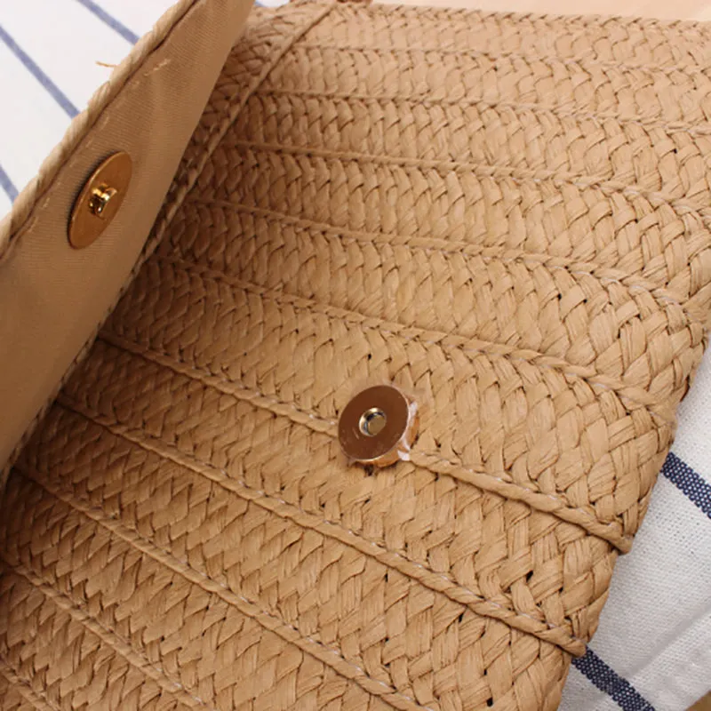 Paziye Boho Straw Rattan Square Clutch Wallet Crossbody