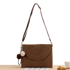 Paziye Boho Straw Rattan Square Clutch Wallet Crossbody