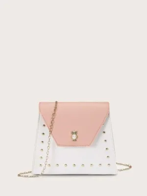 Pink & White Chain Crossbody Bag