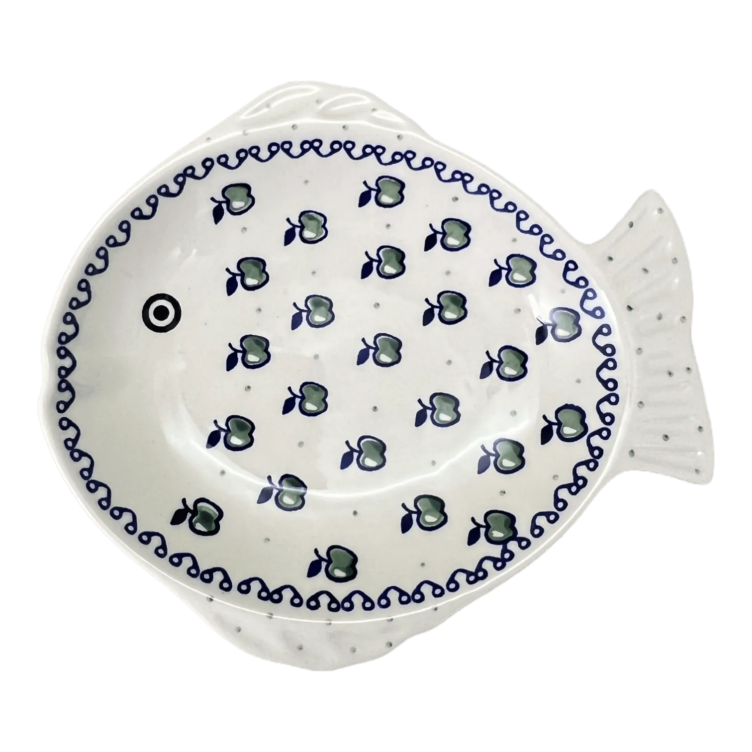 Platter, Fish-Shaped, Large, 9.5" x 8.25" in "Green Apple" by Manufaktura | S015T-15