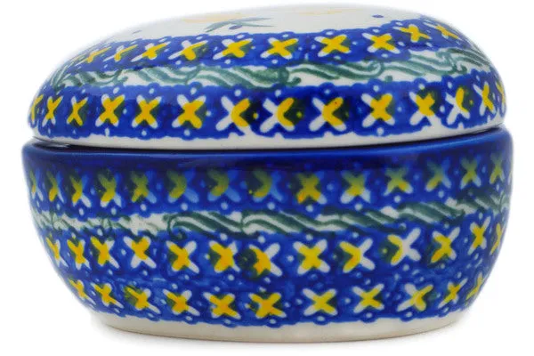 Polish Pottery 4" Heart Shaped Jar When Life Gives You Lemons