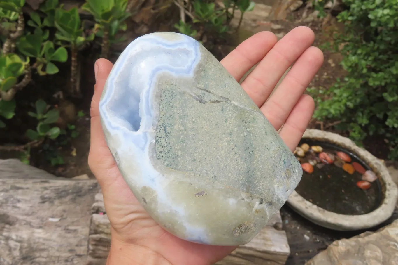 Polished Blue Lace Agate Geode Specimens x 2 From Nsanje, Malawi