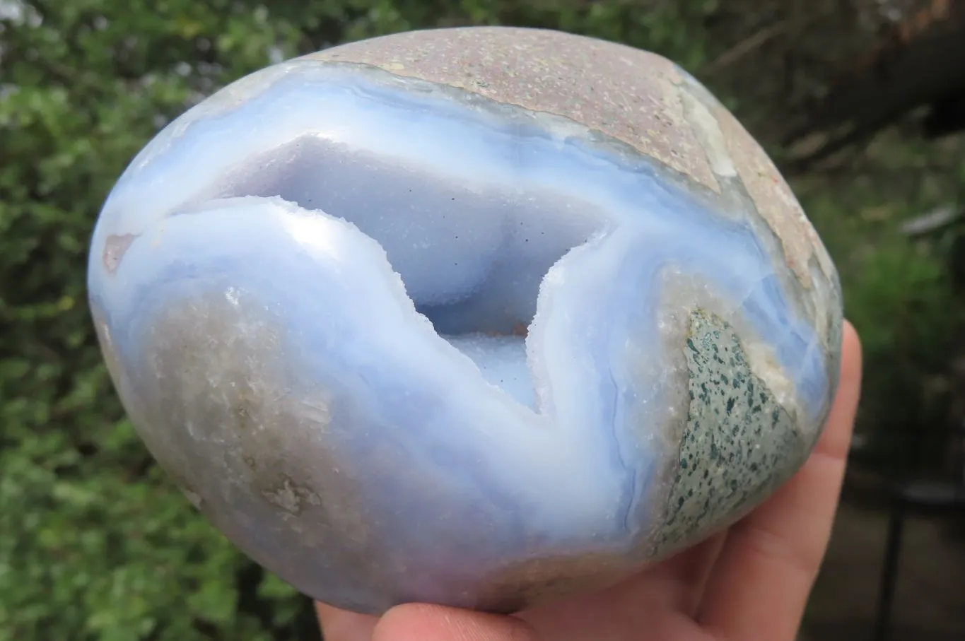 Polished Blue Lace Agate Geode Specimens x 2 From Nsanje, Malawi