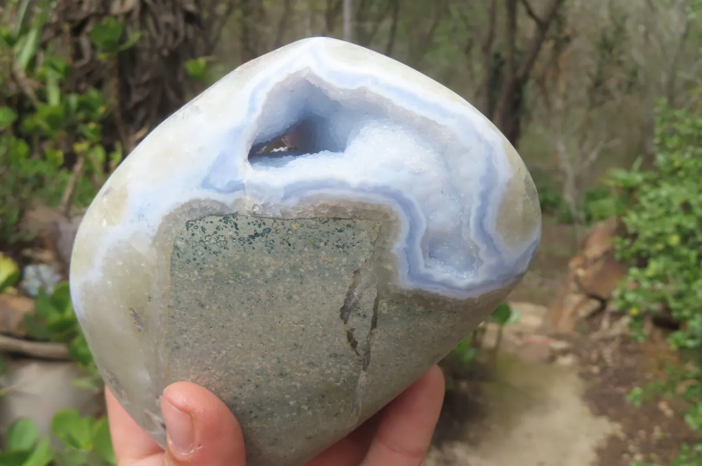 Polished Blue Lace Agate Geode Specimens x 2 From Nsanje, Malawi
