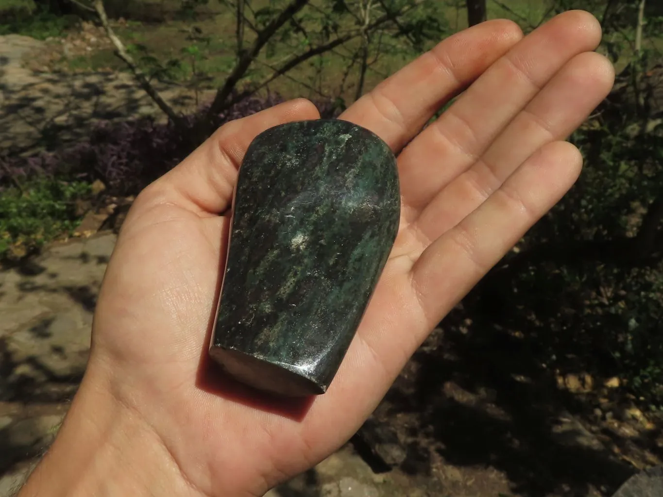 Polished Rare Fluorescent Green Verdite Ruby Corundum Free Forms x 5 From Zimbabwe