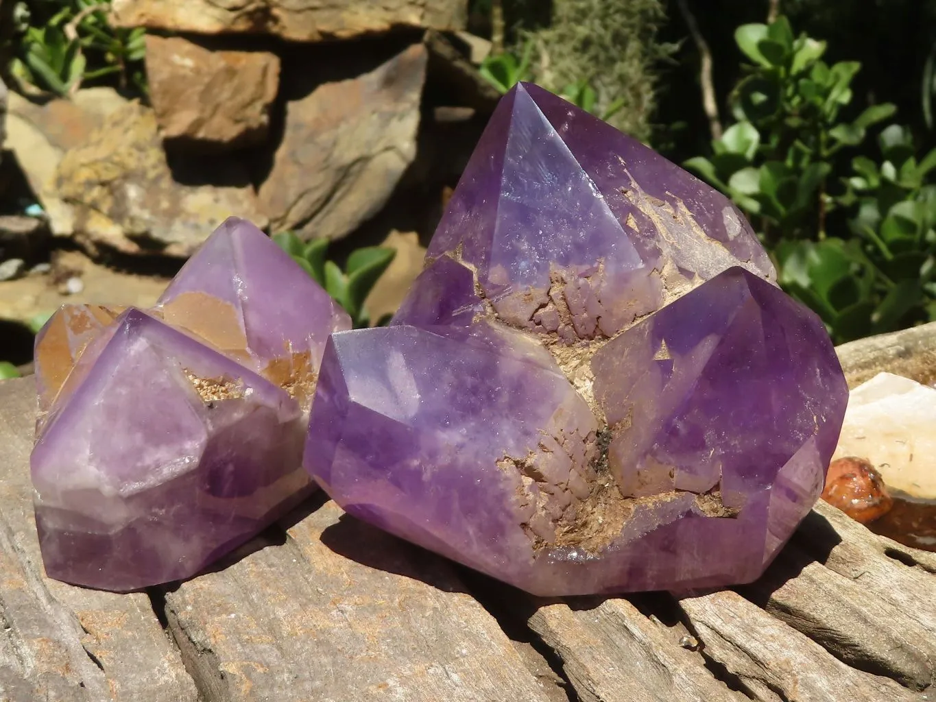 Polished Rare Triple Point Amethyst Crystals x 2 From Madagascar