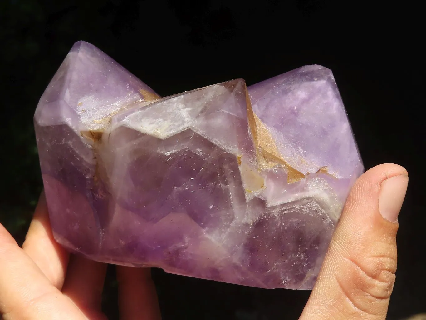 Polished Rare Triple Point Amethyst Crystals x 2 From Madagascar