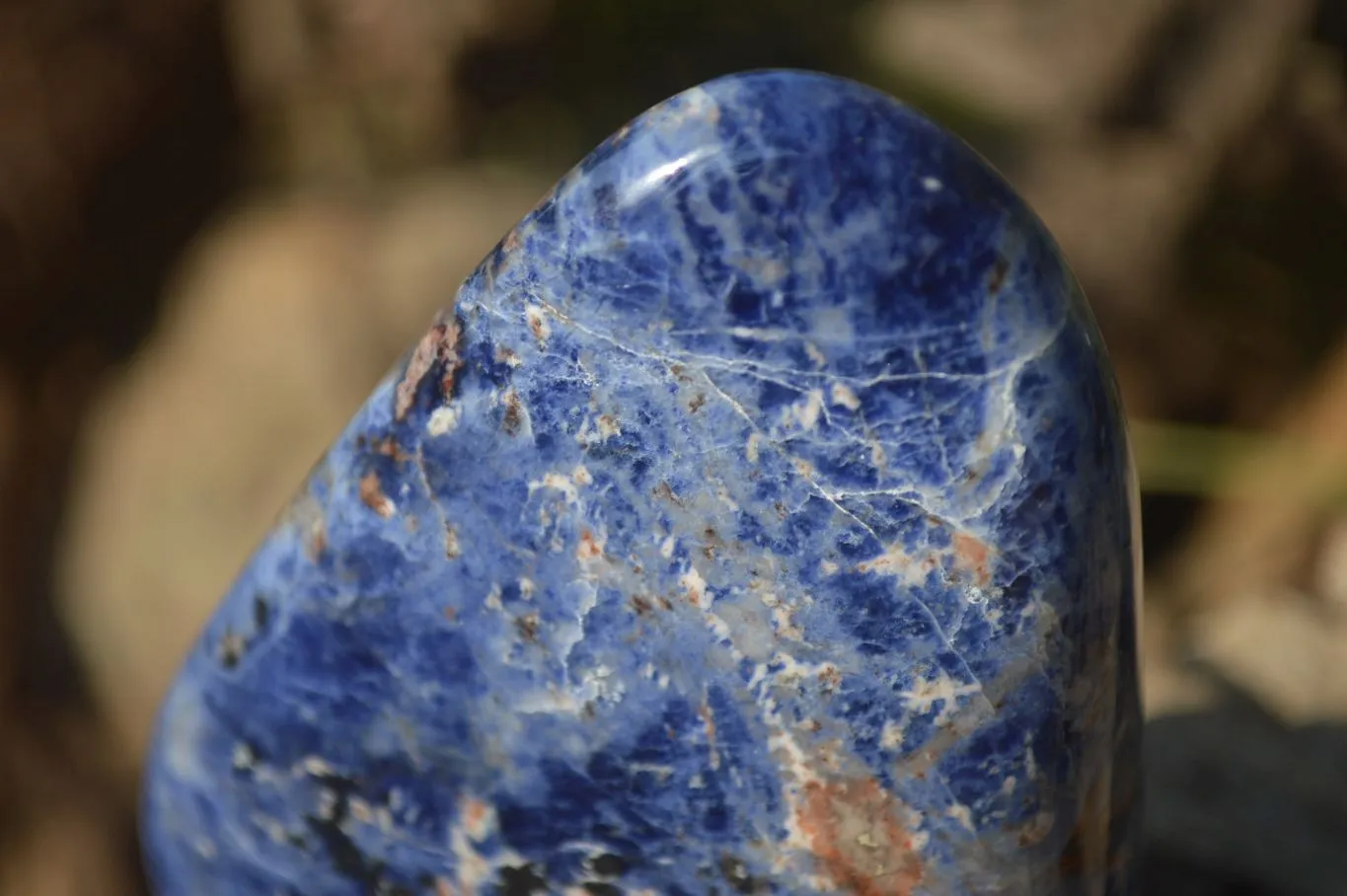 Polished Sodalite Standing Free Forms x 3 From Kunene River, Namibia