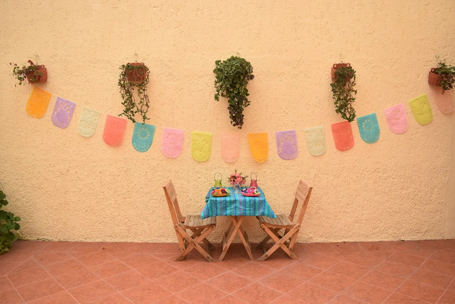 Pretty Pastel Papel Picado Party Bunting | 10 x 5m/16.4ft Pastel Coloured Garlands with 16 Medium Sized Flags