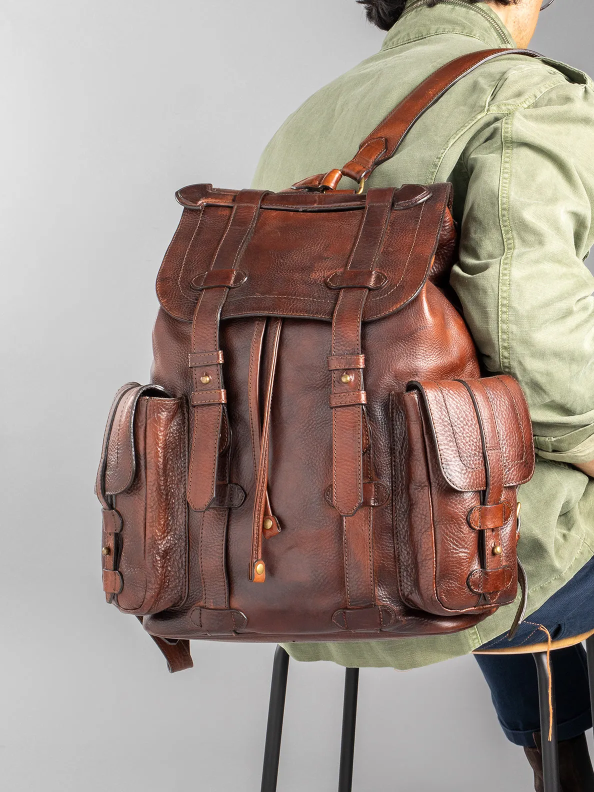 RARE 27 - Black Leather Backpack