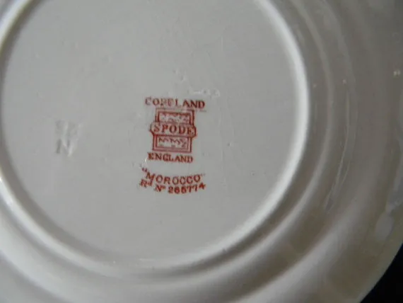 RARE Two Color Brick Red and Black Spode Copeland Transferware Plate Morocco Urn Flowers