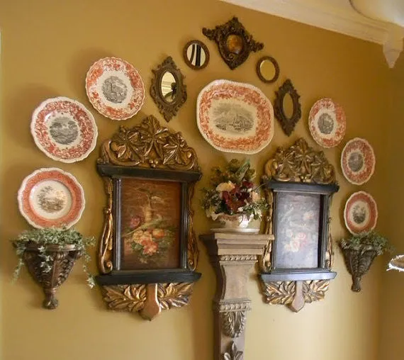 RARE Two Color Brick Red and Black Spode Copeland Transferware Plate Morocco Urn Flowers