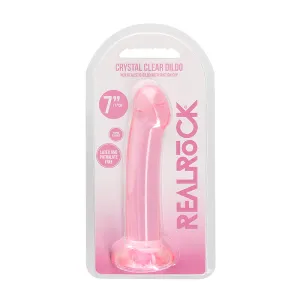 RealRock Crystal Clear Non-Realistic 7 in. Dildo With Suction Cup Pink