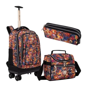 Ring Flame 8-Wheels School Backpack Trolley Set (Lunch bag & Pencil Case)