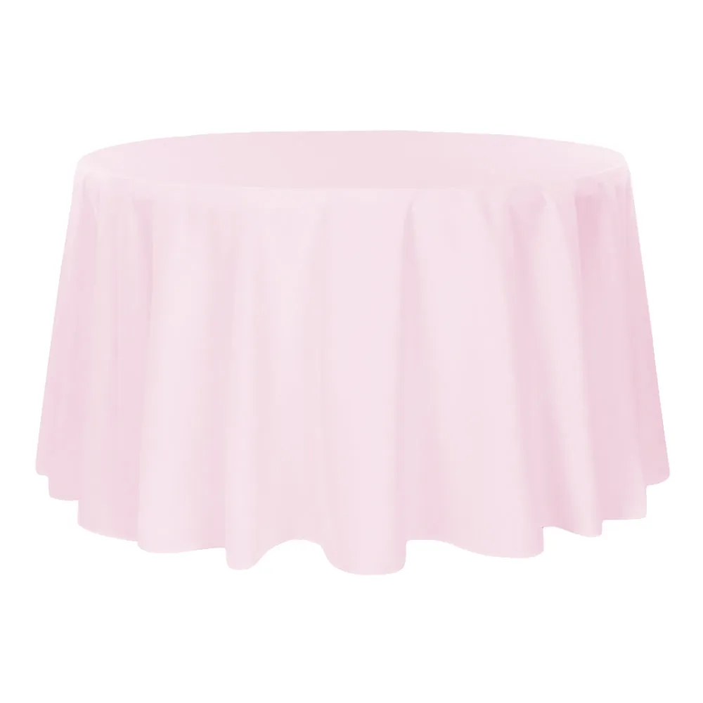 Round Polyester 132" Tablecloth - Pastel Pink