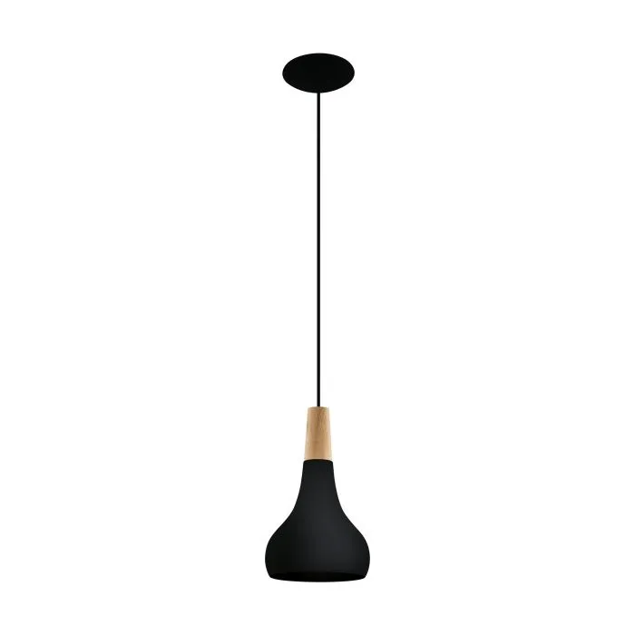 Sabinar Small Black and Natural Timber Pendant